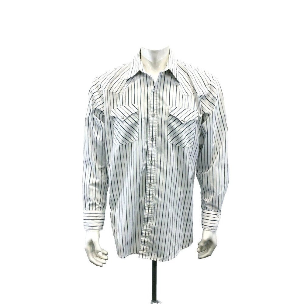 Western Craft Western Cowboy  Shirt Men’s Size 160 (XL) White Striped Vintage